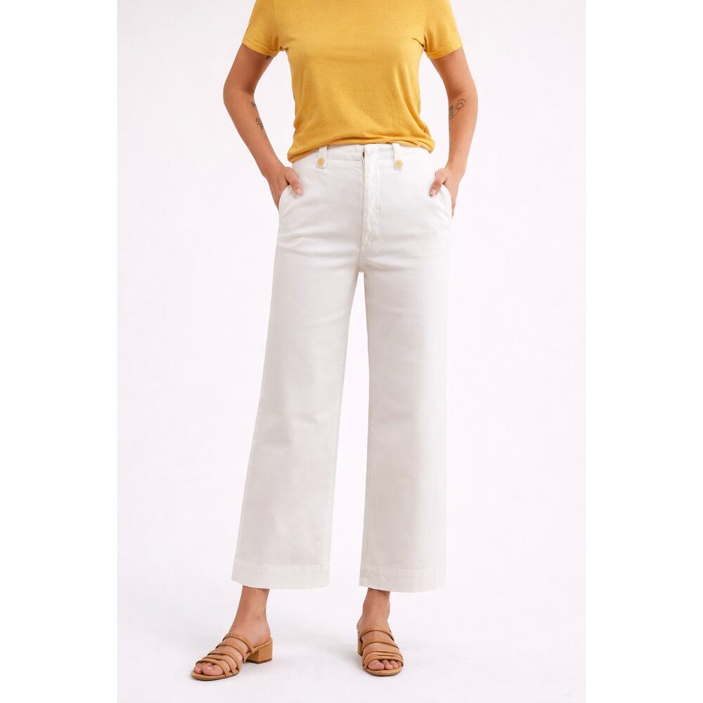 Mother The Greaser Loop Wide Leg Jean White Denim Glass Slipper Wash Size 29